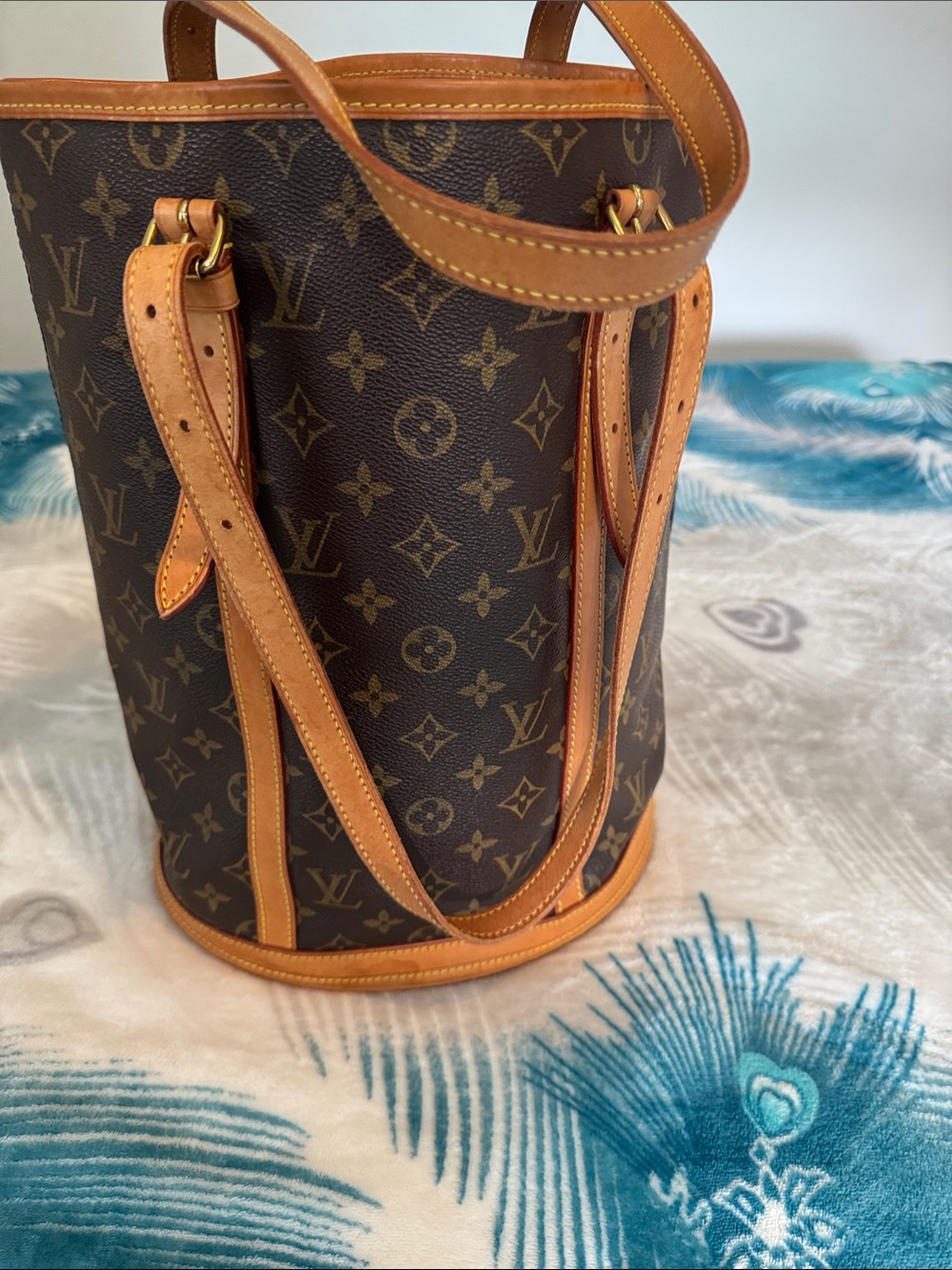 Louis Vuitton Monogram Canvas Bucket Bag with Vachetta Trim